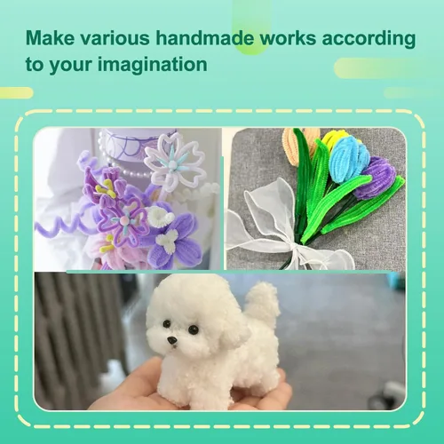 Miniatura 6 de 100 piezas de limpiadores de tuberías para manualidades, limpiador de tuberías de felpilla, limpiador de tuberías verde claro, suministros