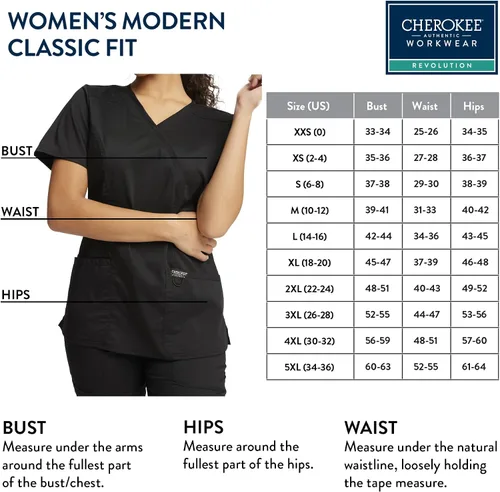 Miniatura 3 de Workwear Revolution WW610 - Ropa quirúrgica con estilo cruzado falso para mujer, elástica, suave y de fácil cuidado