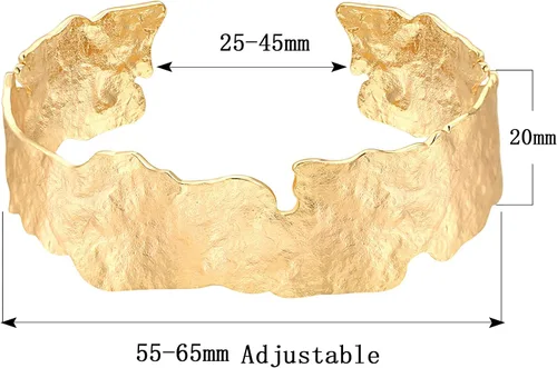 Miniatura 7 de POTESSA Brazalete chapado en oro de 18 quilates, ajustable, delicado, hecho a mano, joyería para mujer