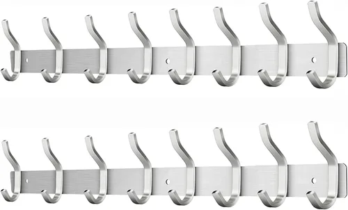 Miniatura 19 de Ganchos de pared negros, perchero de pared de 30 cm con 4 ganchos, ganchos de pared resistentes para colgar mochila, bolso, cartera, ropa, sombrero