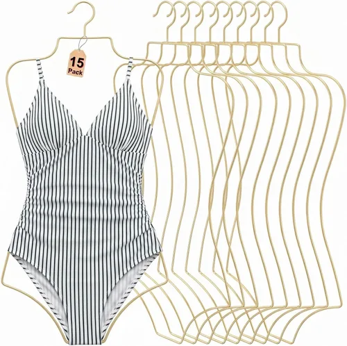 Miniatura 10 de Perchas de alambre para traje de baño, perchas de metal con forma de cuerpo (de mayor tamaño), perchas de metal para lencería de bikini, trajes