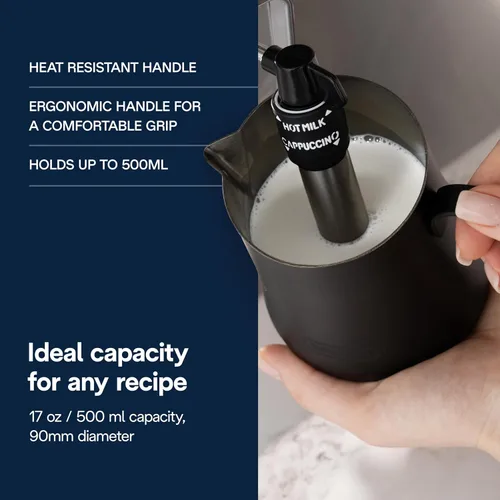 Miniatura 4 de De'Longhi Jarra espumadora de leche, acero inoxidable negro mate, 17 onzas
