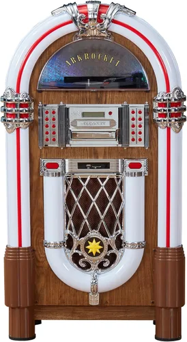 Miniatura 6 de Arkrocket Jukebox reproductor de discos de vinilo de tamaño completo Bluetooth USB SD Reproductor de CD Radio Tocadiscos Retro Jukebox clásico