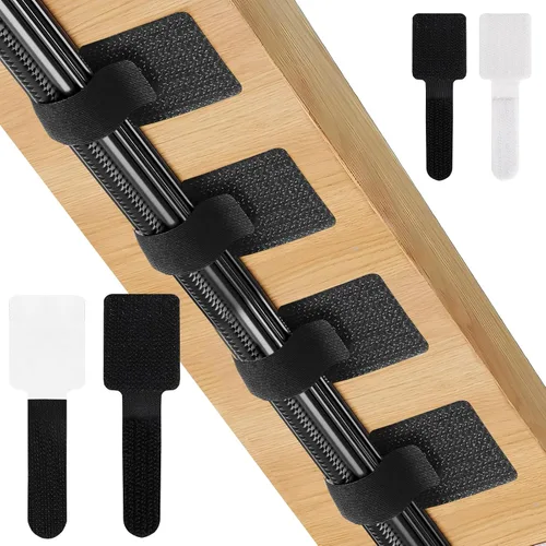 Miniatura 11 de Paquete de 50 bridas reutilizables autoadhesivas para organizar cables, correas ajustables de gancho y bucle para organizar cables de datos, cables