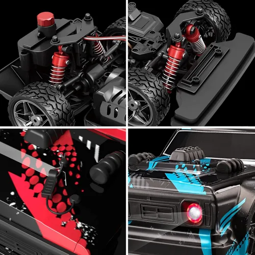 Miniatura 3 de Coche de deriva RC 1/16, 35 KM/H 4WD de alta velocidad con motor 380, dos baterías y luz LED y aerosol, auto RC de 2.4 GHz para adultos y niños