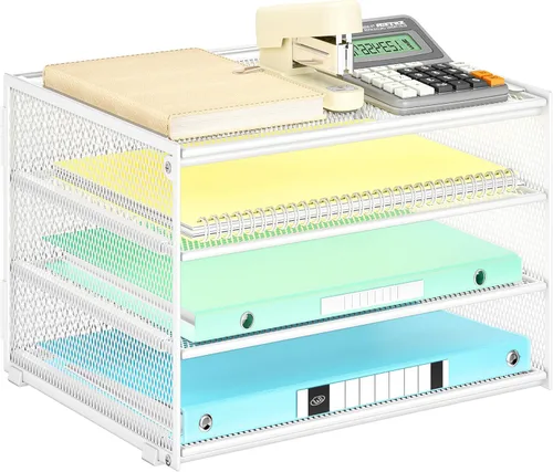 Miniatura 13 de Lavatino Bandeja organizadora de papel de escritorio de 3 niveles, bandeja de archivos de metal de malla negra para escritorio, suministros