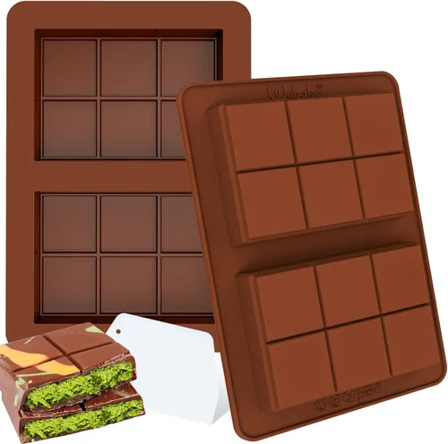 Miniatura 8 de Webake The Original - Moldes de barra de chocolate profundo, 2 unidades, moldes de barra de chocolate Dubai de silicona platino de 1 pulgada