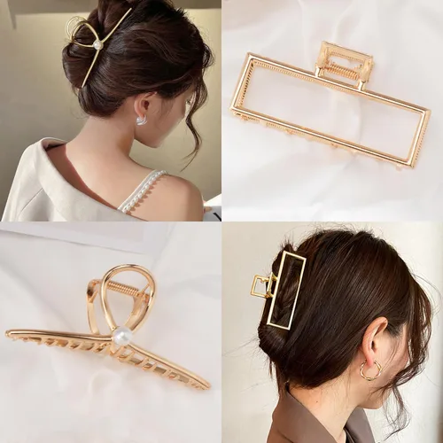 Miniatura 3 de Mehayi 3 PCS Pinzas de Garra de Metal Grandes para Cabello Grueso y Pesado, Pinzas de Sujeción Antideslizantes Grandes con Mordaza para Cabello