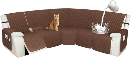 Miniatura 8 de Arfntevss Fundas de sofá modular reclinable, 100% impermeable, en forma de L, para sillón reclinable en forma de L, funda seccional lavable