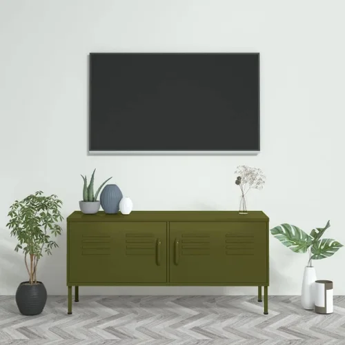 Miniatura 11 de Soporte de TV de metal de acero con almacenamiento, gabinete de TV de metal clásico, mesa consola de entretenimiento con estantes de almacenamiento