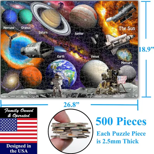 Miniatura 6 de Think2Master Sistema solar y exploración espacial 500 piezas con piezas muy grandes rompecabezas 13+, adolescentes, adultos y familias. Gran regalo
