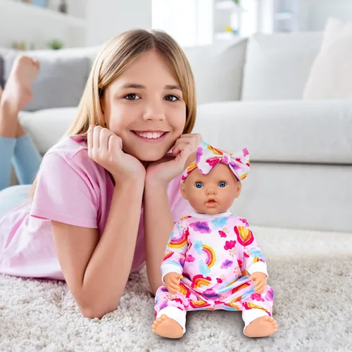 Miniatura 6 de Ecore Fun 5 juegos de ropa de muñeca y diademas – Accesorios para muñecas de 14 a 16 pulgadas, total 10 piezas – Mono con bonito patrón para muñecas