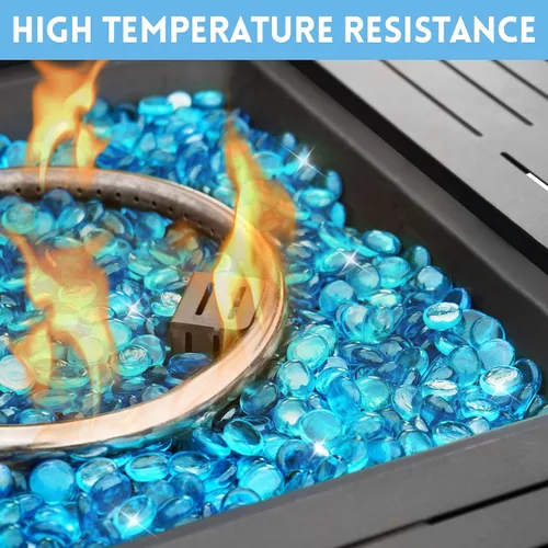 Miniatura 3 de Vidrio de fuego para hoguera de propano, chimenea y decoración al aire libre. Rocas redondas de hoguera azul caribeño de 20 libras, cuentas