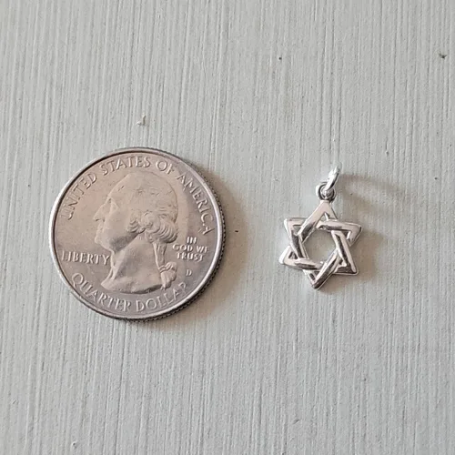 Miniatura 4 de Sterling Silver Tiny Star of David Charm Necklace, 18