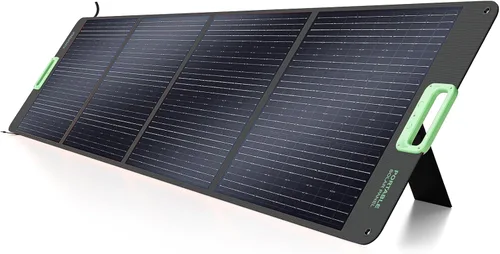 Panel solar portátil de 200 W para estación de energía, cargador solar plegable ETFE de alta eficiencia con 4 soportes, salida MC4 impermeable IP65
