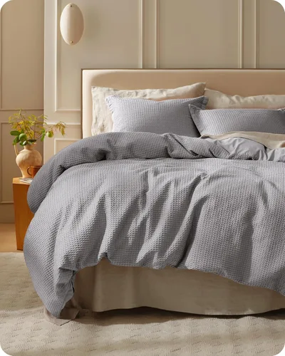 Miniatura 20 de Bedsure - Funda de edredón de algodón tamaño King - 100% algodón de tejido gofre color verde bosque, juego de ropa de cama GentleSoft™ transpirable