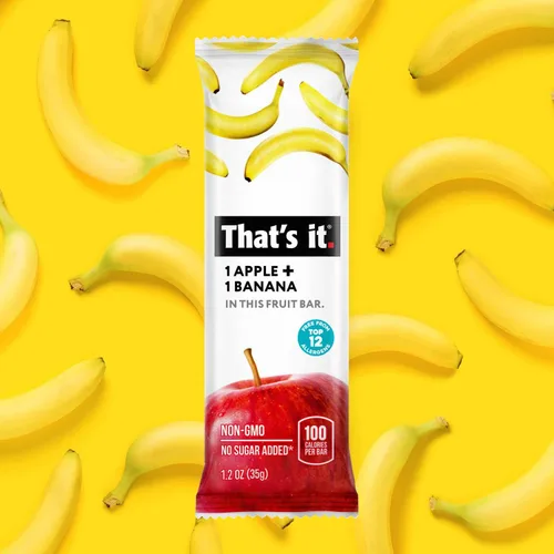 Miniatura 4 de That's it - Barra de fruta real 100% natural de manzana + plátano, el mejor aperitivo vegano con alto contenido de fibra, sin gluten, paleo