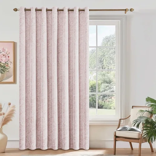 Miniatura 28 de Beauoop - Cortinas opacas beige con diseño floral jacquard, 2 paneles, para dormitorio/sala, de felpilla, gris pardo, aislantes y a prueba de ruido