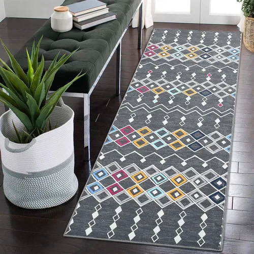 Miniatura 11 de FairOnly Alfombra bohemia abstracta de 2 x 3, para interiores y exteriores, antideslizante, lavable, alfombra pequeña para cocina, dormitorio, baño