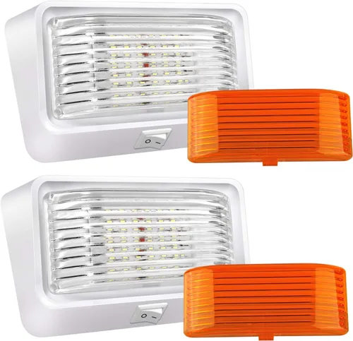 BlueFire Luz LED superbrillante para porche de caravana, luces exteriores para porche, luz de repuesto de 12 V con interruptor de encendido/apagado,
