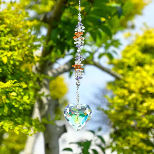 Miniatura 7 de kanpura Atrapasoles con forma de corazón de cristal Ab de 1.772 in para ventana, atrapasoles de cristal con forma de corazón, adorno colgante de Ab
