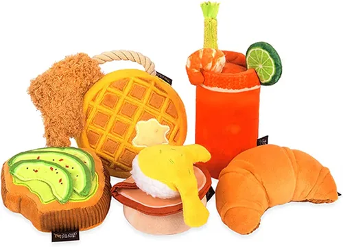 P.L.A.Y. Bonitos juguetes de felpa para perros, con temática de comida chirriante, duradero, con temática de comida chirriante, para masticar, ideal