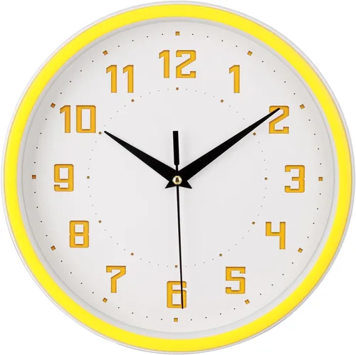 Topkey Reloj de pared redondo silencioso para cocina, estilo moderno, sin tictac, decorativo, para dormitorio, oficina, estudio, cocina, reloj de