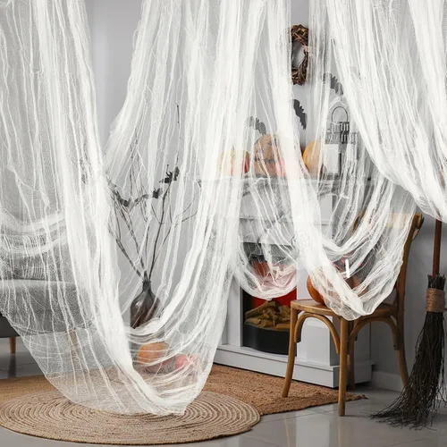 Miniatura 8 de Watayo Paquete de 8 paños espeluznantes de Halloween, tela espeluznante de 72 x 30 pulgadas, tela de araña elástica de Halloween, gasa espeluznante