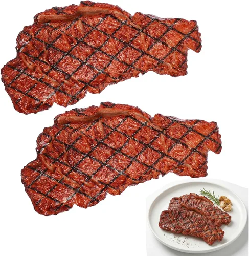 DOITOOL 2 piezas de carne falsa de carne falsa realista modelos de alimentos artificiales para exhibición de cocina, carne de simulación de carne