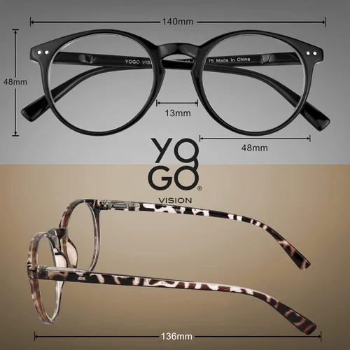 Miniatura 3 de Yogo Vision Reading Glasses for Women Men Blue Light Blocking Reading Glasses Round Readers