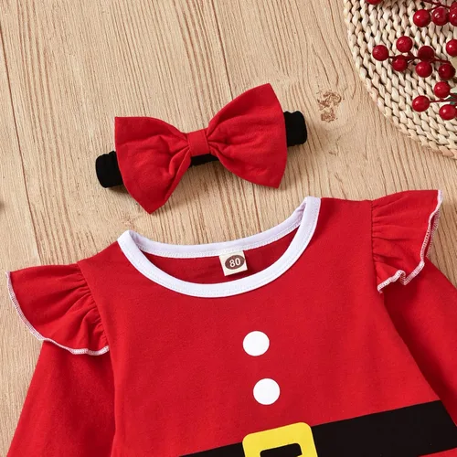 Miniatura 4 de Conjunto de ropa de Navidad con estampado de Papá Noel para niñas pequeñas, conjunto de ropa de Navidad de 3 piezas