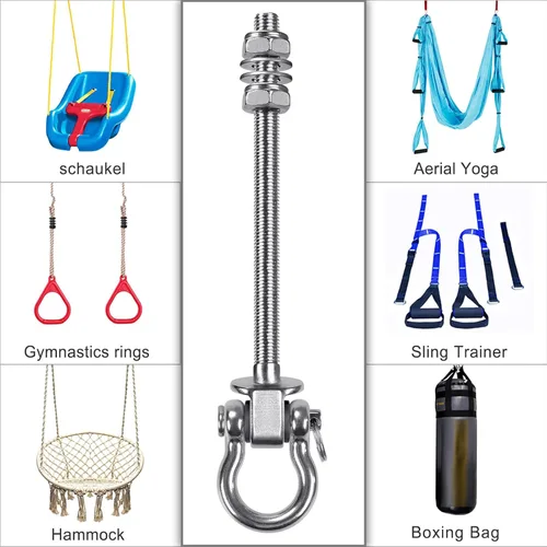 Miniatura 7 de BeneLabel Ganchos de columpio resistentes con rodamientos, juego de 6 herrajes de acero inoxidable 304 para vigas de madera y metal, ideal para 6