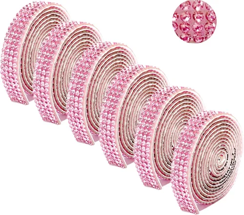Miniatura 16 de 6 Rollos de Cinta Adhesiva con Diamantes de Imitación para Manualidades, Rollo de Cinta con Cristales para Decoración de Automóviles y Teléfonos