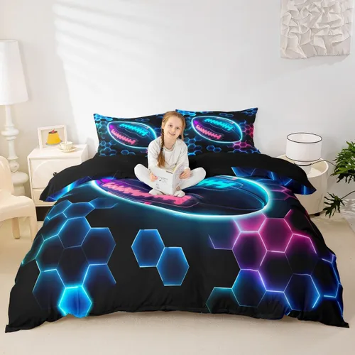 Miniatura 7 de Erosebridal Sports Duvet Cover Football Patchwork Bedding Sets, Geometric Ball Pattern Bed Cover Rugby Game Bed Set Twin