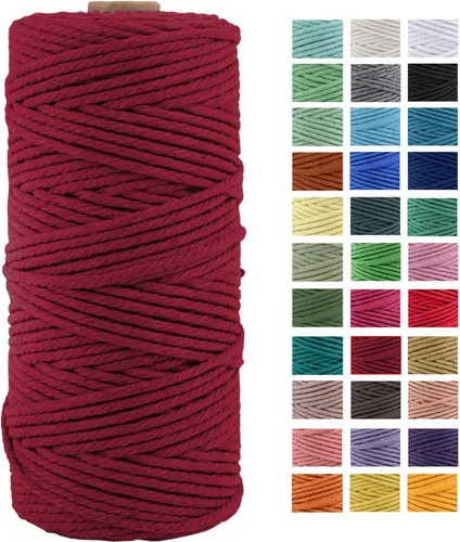Miniatura 29 de Cuerda de macramé de algodón natural grueso de 3mm x 109 yardas, cuerda de algodón torcido de 4 hebras para macramé suave de color natural hecho a