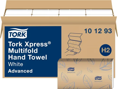 Miniatura 5 de Dispensador de toallas de papel plegadas Tork Xpress (acero inoxidable) y toallas de mano suaves plegadas Tork Xpress (paquete de 16)