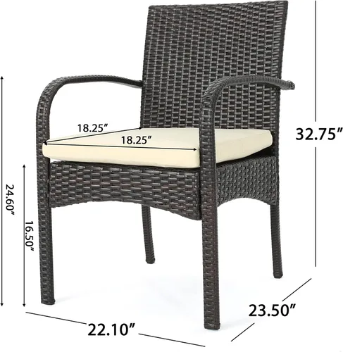 Miniatura 2 de Christopher Knight Home PE Wicker Dining Chairs Set of 2, Outdoor Patio Chairs with Removable Cushion, Poolside Dining Furniture, Aluminum Frame