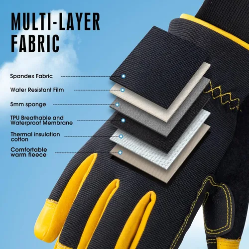 Miniatura 6 de Insulated Synthetic Leather Winter Work Gloves - 3M Thinsulate, Fleece-Lined, Water-Resistant