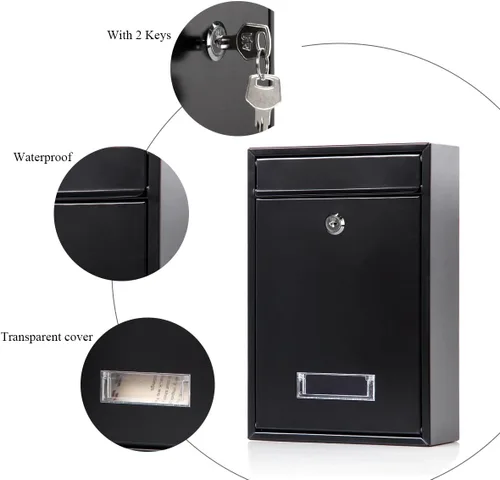 Miniatura 4 de Buzones con Cerradura Montados en la Pared Verticales – Jssmst Buzón de Correo con Cerradura de Llave y Ranura de Depósito de Capacidad Media