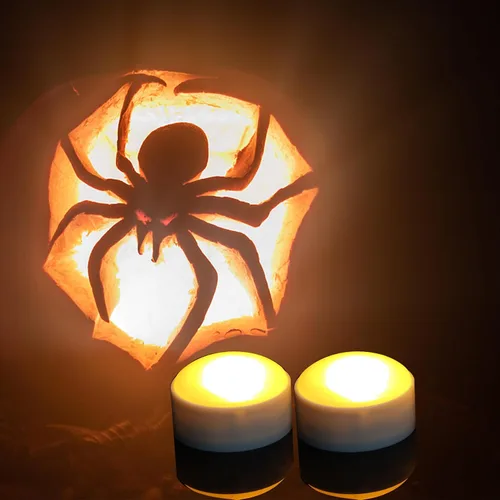 Miniatura 2 de Paquete de 3 faroles de calabaza de Halloween, funciona con pilas, luces LED con control remoto y temporizador, velas LED sin llama y linterna