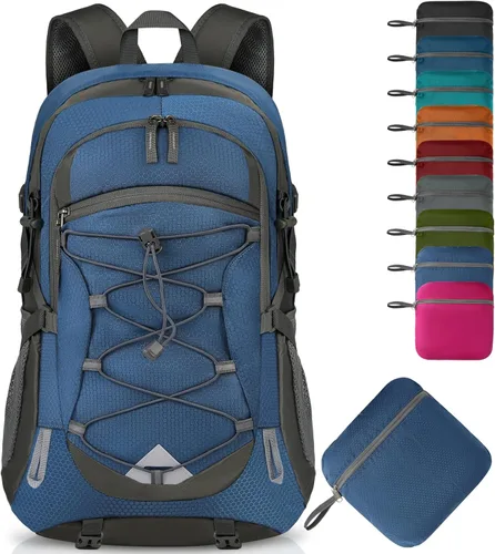 Miniatura 13 de IGOLUMON Mochila de senderismo de 40 L, plegable, ligera, mochila de camping para hombres y mujeres, impermeable, mochila de senderismo al aire