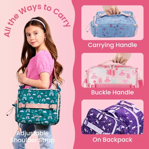 Miniatura 5 de Bentgo Kids Prints Lunch Bag - Double-Insulated, Reusable, for Kids 3+, Adjustable Strap; Holds Lunch Box/Water Bottle/Snacks; Easy-Clean