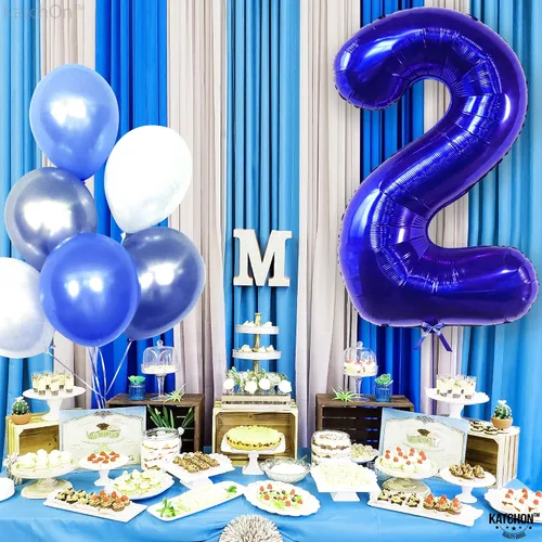 Miniatura 705 de KatchOn, Globo grande azul número 2 de 40 pulgadas Decoraciones de cumpleaños de Baby Shark para niño de 2 años Globo azul número 2 Globo