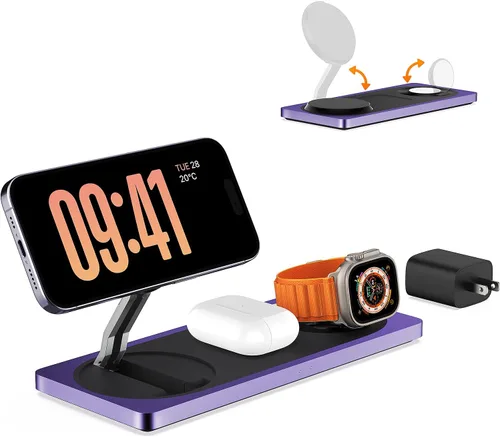 Miniatura 7 de PETINO Soporte Cargador Mag-Safe, Estación de Carga Inalámbrica Magnética 3 en 1 para Dispositivos Apple, Serie iPhone 15/14/13/12, Apple Watch
