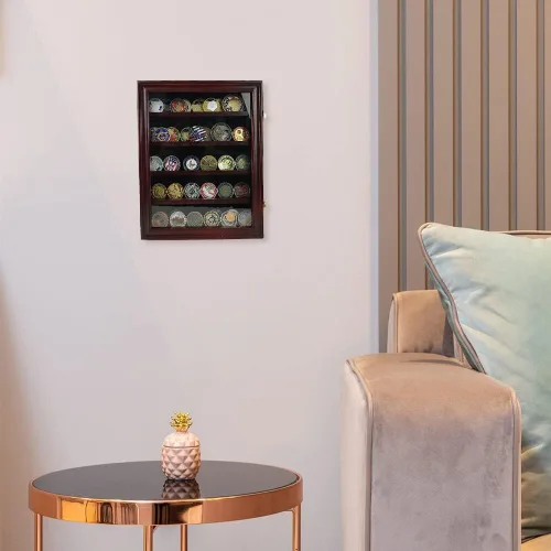Miniatura 4 de ASmileIndeep Exhibición de monedas de desafío de 5 filas y estante para monedas de desafío de 4 filas