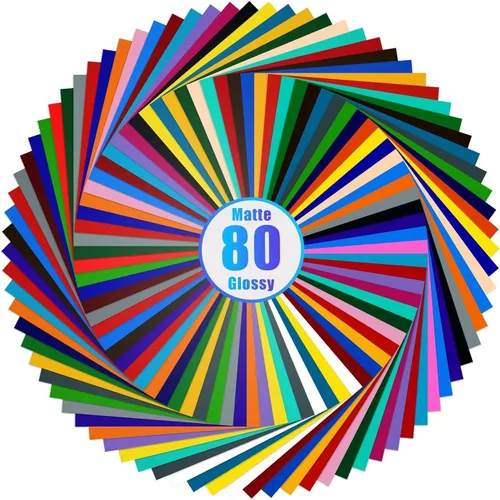 Lya 55 hojas de vinilo adhesivo permanente en varios colores 40 brillante y 40 mate