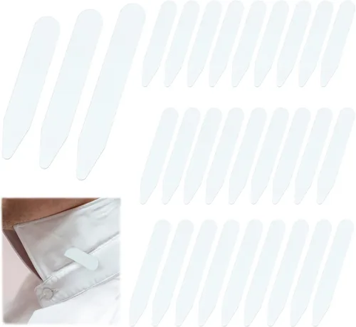 Quacc 30 piezas de plástico para cuello de camisa blanco, refuerzos para el cuello de camisa para uso doméstico, organización de viajes (5/6/2.8 in)
