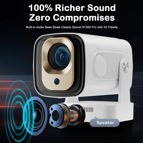 Miniatura 7 de WOOPKER Mini proyector HY260 Pro actualizado con WiFi y Bluetooth 5.4, enfoque automático/Keystone, soporte nativo 1080P para 4K, control remoto Air