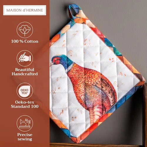 Miniatura 2 de Maison d' Hermine Juego de soportes para ollas 100% algodón, resistentes al calor, almohadillas calientes de 8 x 8 pulgadas con lazo para 04