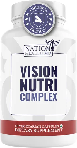 Vision Nutri Complex - Vitaminas oculares con Lutemax 2020 luteína y zeaxantina, arándano, Eyebright, suplementos avanzados para la salud de los